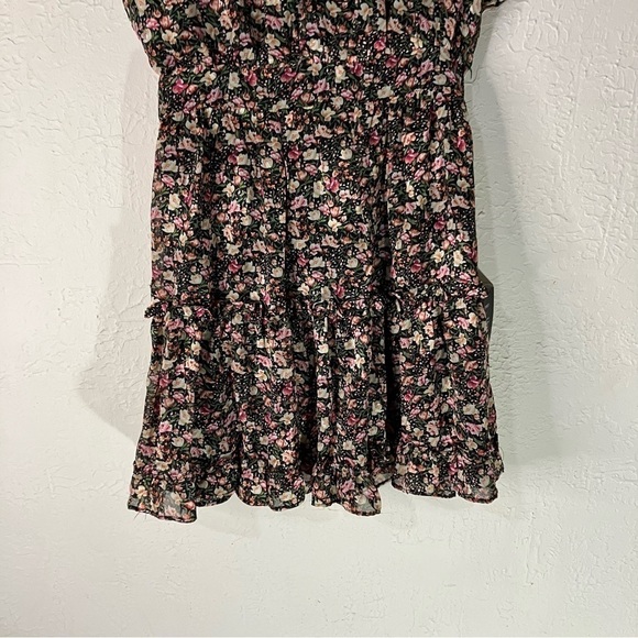 LULU’S Always Inspired Black Floral Print Mock Neck Tiered Mini Dress - Picture 8 of 14